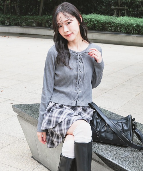 Honeys（ハニーズ） tシャツ レースアップトップス レディース