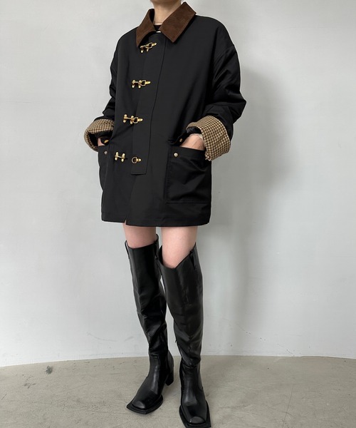 ステンカラーコート コート コーデュロイカラーハーフジャケット