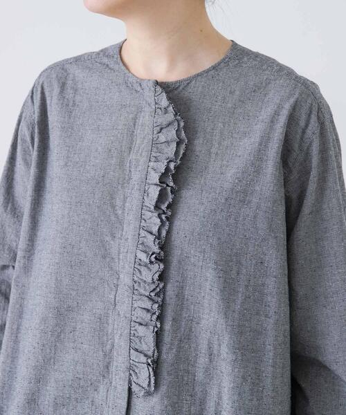 かぐれ ブラウス シャツ コットンシルクフリルブラウス レディース