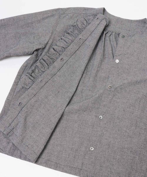 かぐれ ブラウス シャツ コットンシルクフリルブラウス レディース