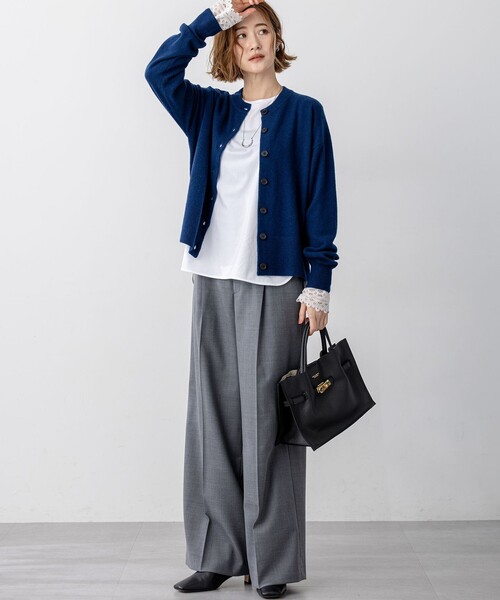 カーディガン 「見上愛さん着用/STORY掲載」ピュアカシミヤ クルー