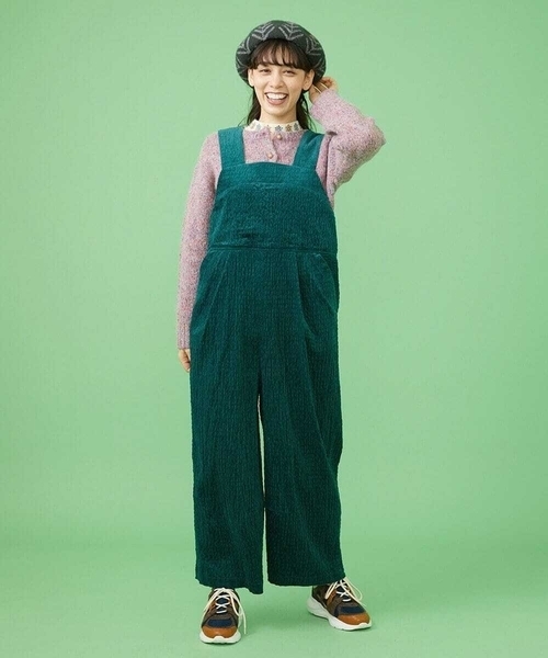 Jocomomola（ホコモモラ） サロペット オーバーオール シャーリング