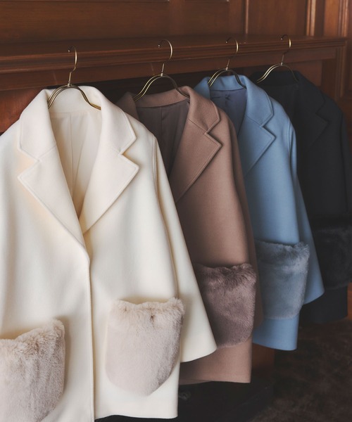 &. NOSTALGIA（ノスタルジア） コート アウター ウールライクポケット