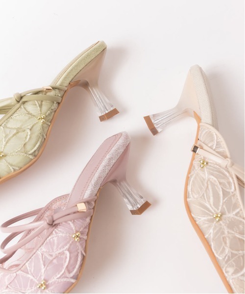 RANDA（ランダ） パンプス フラワーレースクリアミュール : ZOZOTOWN