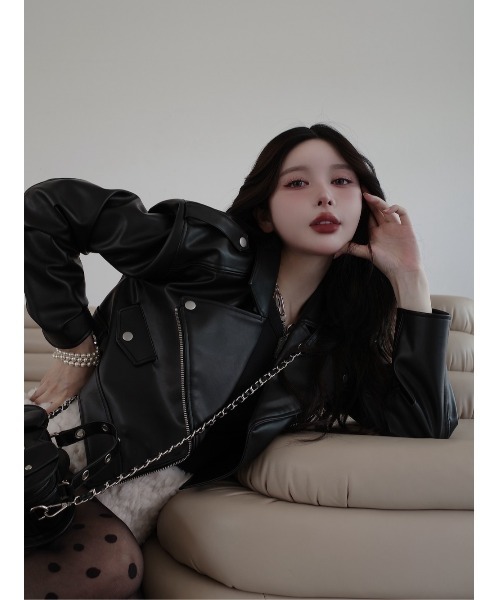 Darich（ダーリッチ） レザージャケット ライダース ドロップショート