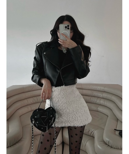 Darich（ダーリッチ） レザージャケット ライダース ドロップショート