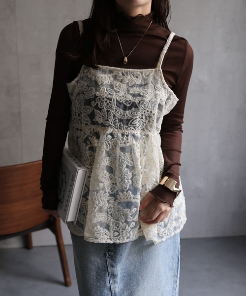 ap retro キャミソール 「選べる」オーガンジーレースキャミ