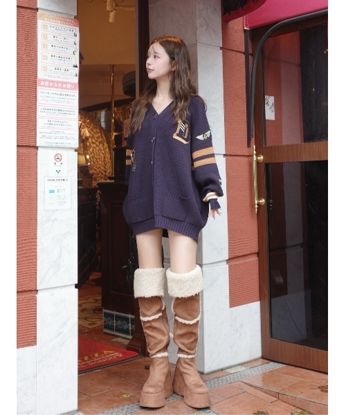 Darich（ダーリッチ） カーディガン カレッジワッペンVネックニット