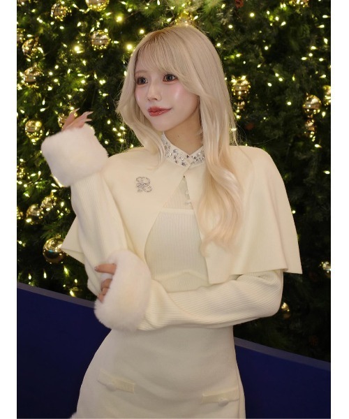 Darich（ダーリッチ） ワンピース ビジューケープニットミニワンピース