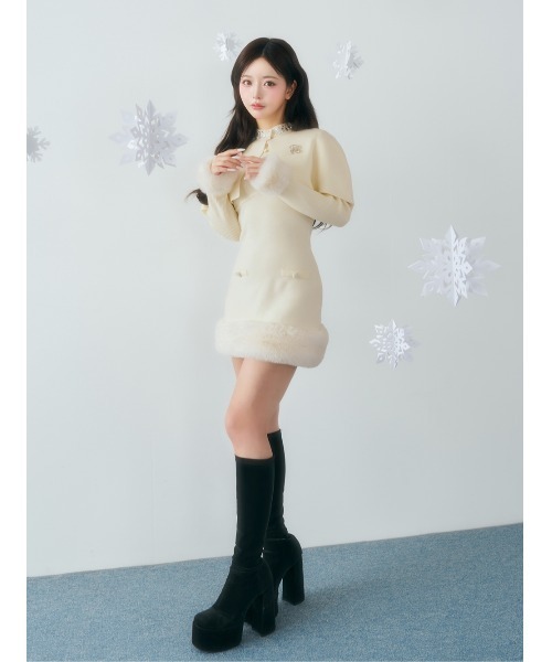 Darich（ダーリッチ） ワンピース ビジューケープニットミニワンピース