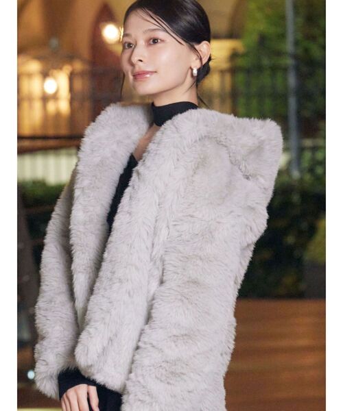 LAGUNAMOON（ラグナムーン） コート アウター フェイクファーフーディ