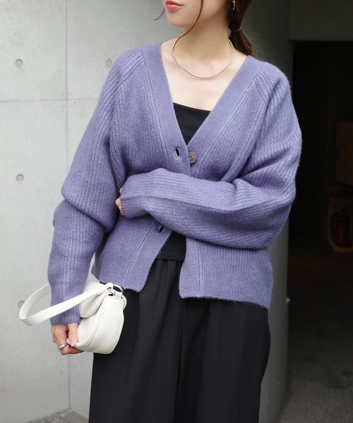 andme（アンドミー） カーディガン 片畦編み長袖ニットカーディガン