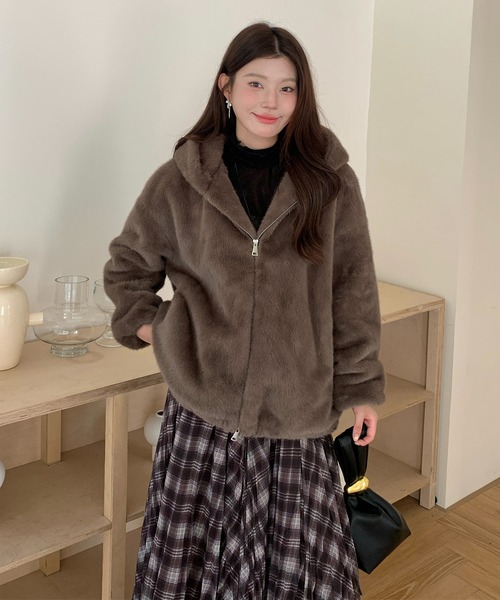 コート アウター フェイクファー ジャケット パーカー レディース