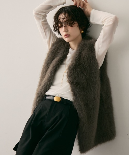 Trish（トリッシュ） ベスト ジレ ヴィーガンファーミドルジレ