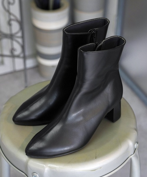 ブーツ 晴雨兼用チャンキーショートブーツ「日本製」 レディース