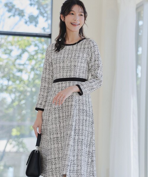 Tiaclasse ワンピース 配色ツイードワンピース : ZOZOTOWN Yahoo!店