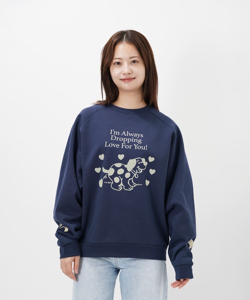 トレーナー スウェット “CAT”＆“DOG” Midori Nakajima 裏起毛ラグラン