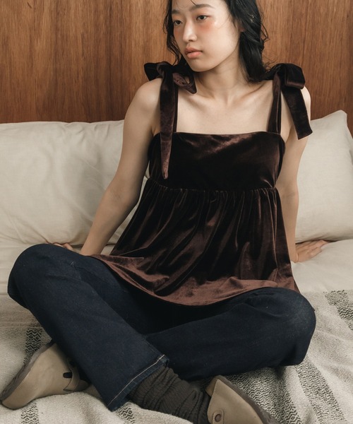 HEILIS（ヘイリス） キャミソール 「original」肩リボンベロアビスチェ