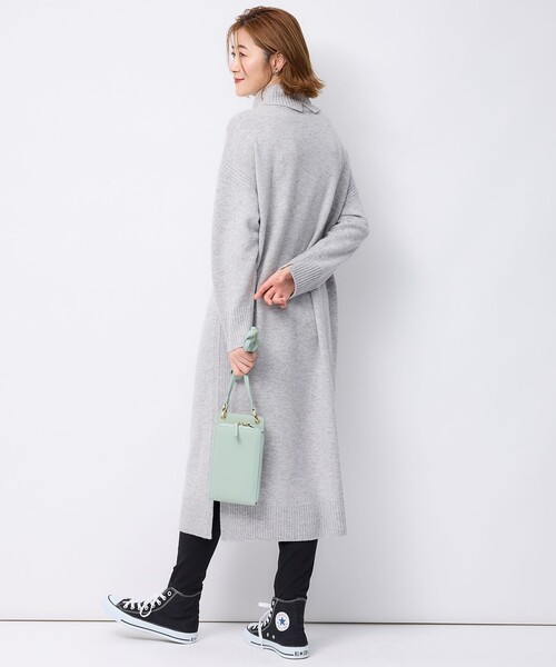 ワンピース 「洗える」ウールカシミヤ タートルネック ニット