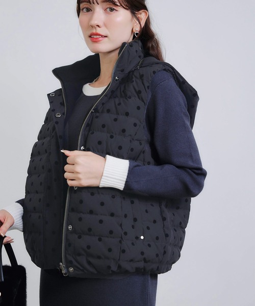 PICCIN PERLA ダウンベスト ベスト フロッキードットリバーシブル