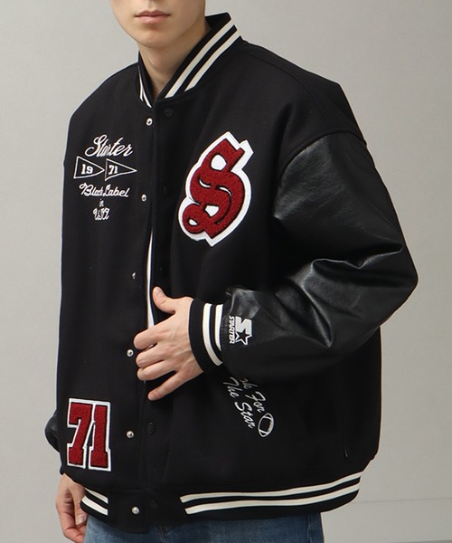 STARTER（スターター） スタジャン 袖 PU フェイク メルトン 中綿