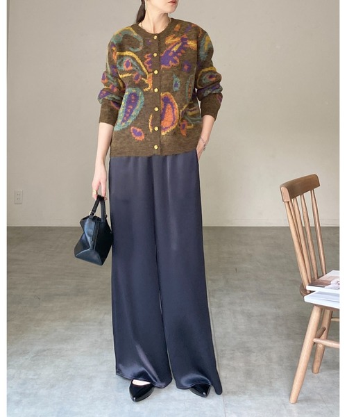 She's Closet カーディガン ゴールドボタン配色ジャガードカラーニット