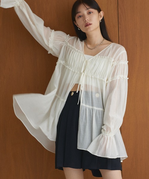 natural couture ブラウス シャツ 「WEB限定」ギャザーティアード