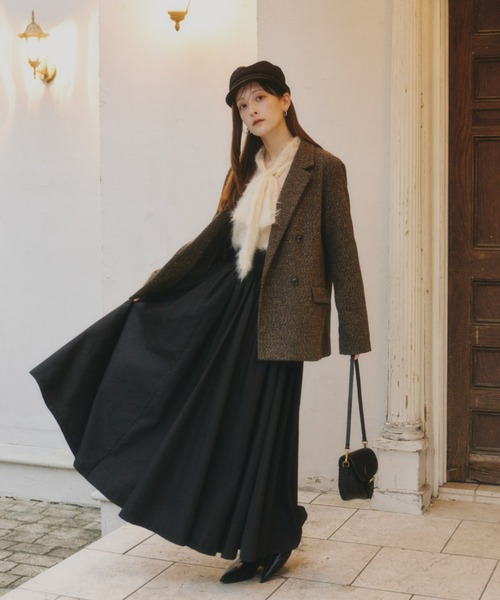 Olu.（オルドット） ブラウス シャツ スパンコールレースリボンタイ