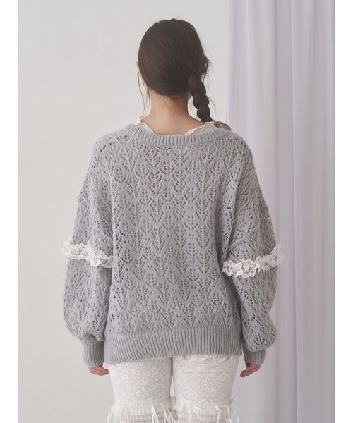 merry jenny（メリージェニー） カーディガン 透かし編みフリルニット
