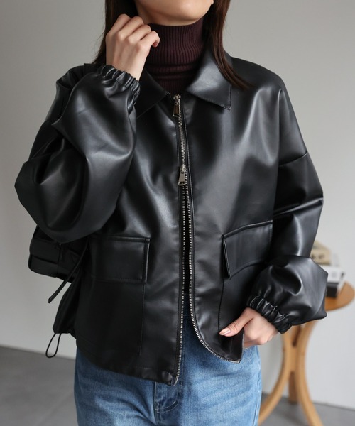 sakishimatokyo ブルゾン アウター ダブルジップ フェイクレザー