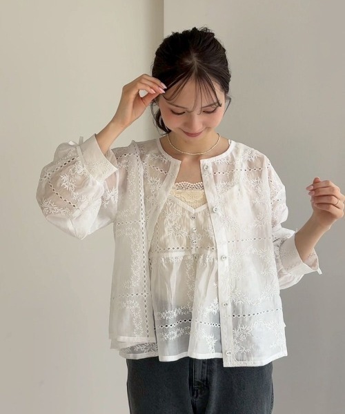 flower キャミソール ノスタルジーエンブロイダリービスチェ