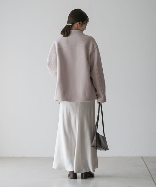 NOBLE（ノーブル） ノーカラーコート コート MTRレイズドネックジップ