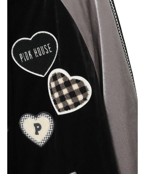 PINK HOUSE（ピンクハウス） スタジャン ハートワッペン使いベロア
