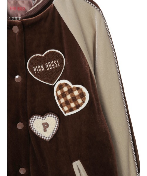 PINK HOUSE（ピンクハウス） スタジャン ハートワッペン使いベロア