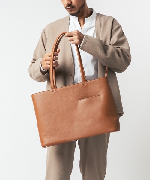 MURA（ムラ） トートバッグ シュリンクレザー シンプル スマホポケット