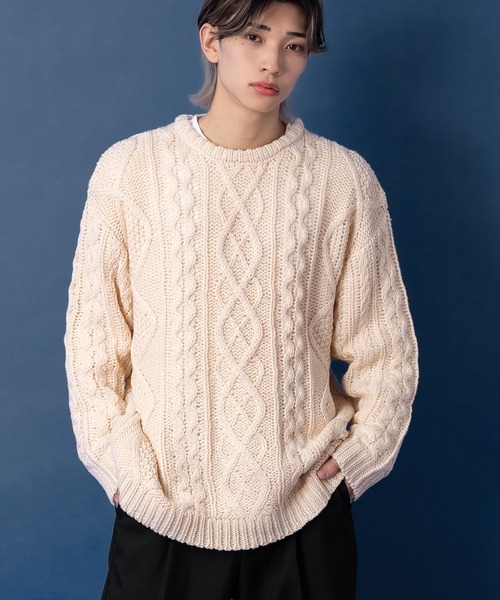 NULL セーター ニット 「NULL」アラン編み フィッシャーマンズニット