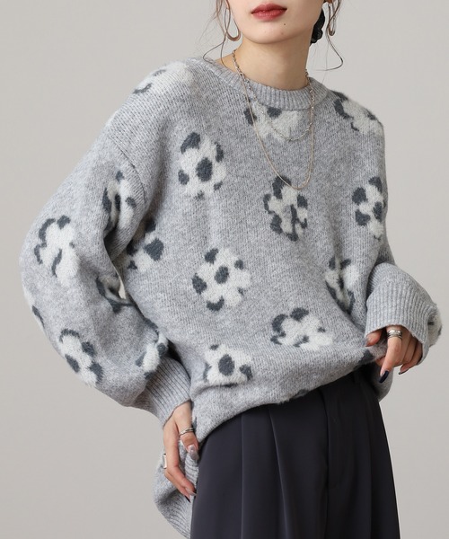 mitis（ミティス） ニット セーター フラワー柄モヘアニットプル