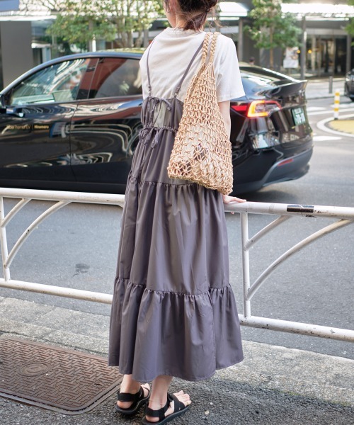 ワンピース バックリボン ティアードキャミワンピース : ZOZOTOWN