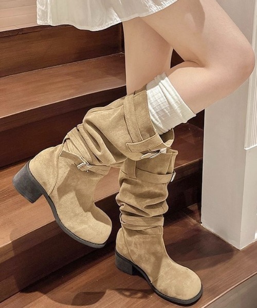 LADY LIKE（レディライク） ブーツ ダブルベルトスエードエンジニア