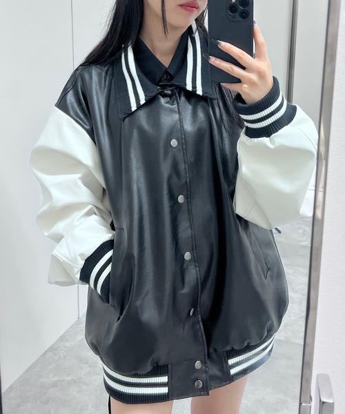 スタジャン 合皮スタジアムジャンパー レディース メンズ : ZOZOTOWN