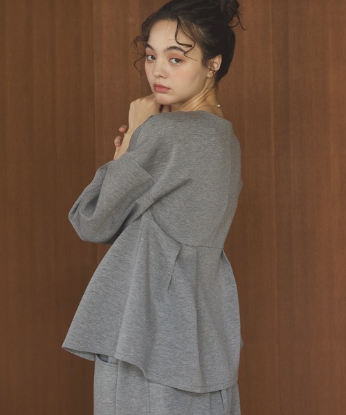 OLUN カーディガン Cocoon peplum cardigan/コクーンペプラム