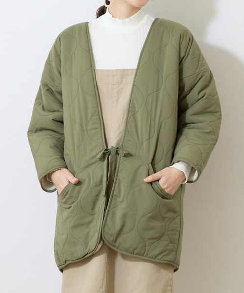 SOUBIEN（創美苑） コート アウター 半纏 モスグリーン 裏ボア