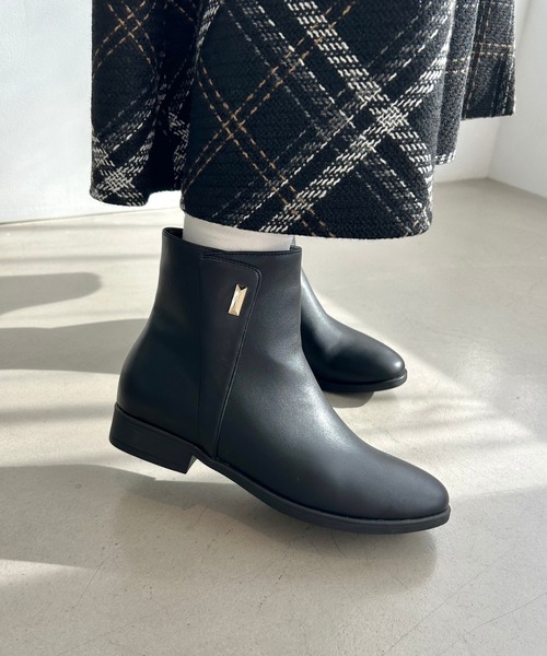 WA ORiental TRaffic ブーツ プチメタル フラット ショートブーツ