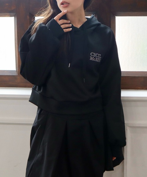 CECIL McBEE（セシルマクビー） パーカー ラインストーンロゴパーカー