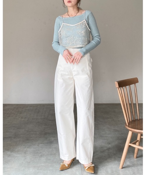 She's Closet キャミソール 花柄刺繍シアー ビスチェ チュール