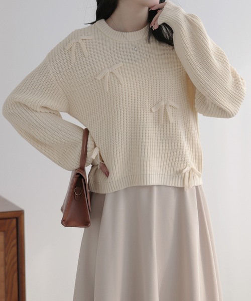 リボン付きニットプルオーバー レディース : ZOZOTOWN Yahoo!店 - 通販