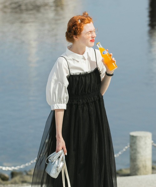 BONLECILL（ボンルシール） ブラウス シャツ 丸襟ボリュームスリーブ