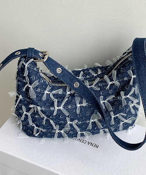 ショルダーバッグ バッグ チュールデニムショルダーバッグ レディース