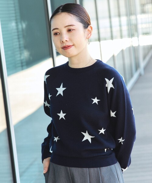 BEAMS HEART（ビームス ハート） ニット セーター 星柄 クルーネック