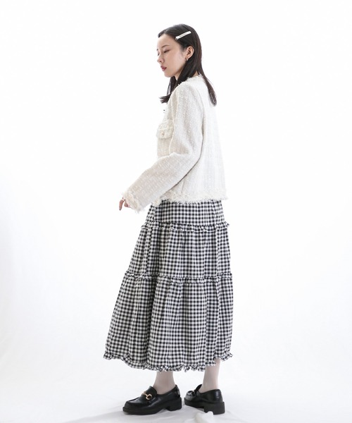 ジャケット ノーカラージャケット ノーカラーツイードジャケット